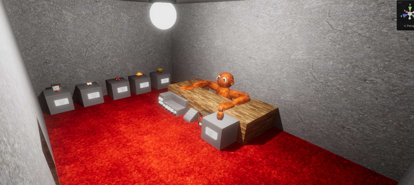 The in-game cosmetic shop with an ape behind the counter
