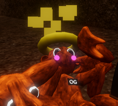 An ape wearing an OG badge and glowing cosmetic items